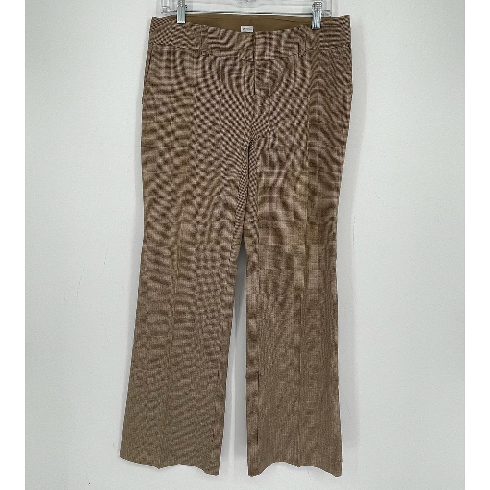 Gap Women's Brown Houndstooth Plaid Stretch Flare Trousers Dress Pants Size 6